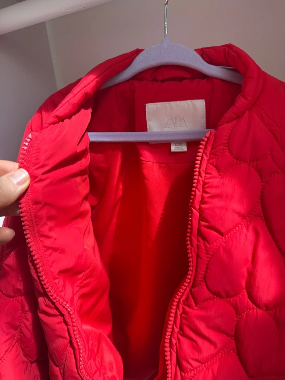 Zara Red Quilted Kids Puffer Jacket